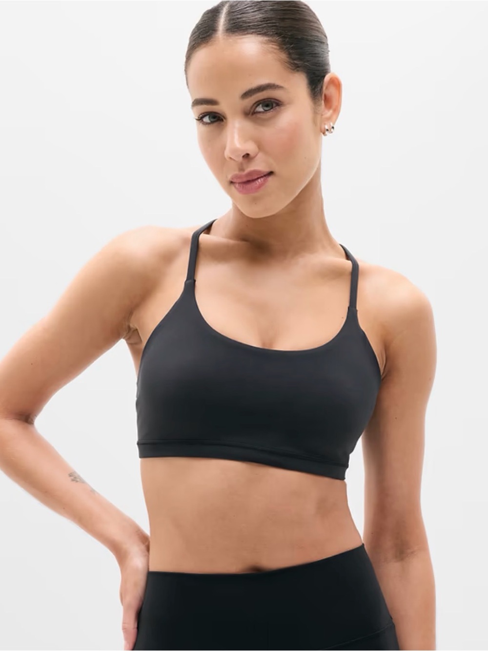 Athleta Black Seamless Strappy Sports Bra